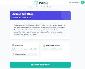 The child view of a session